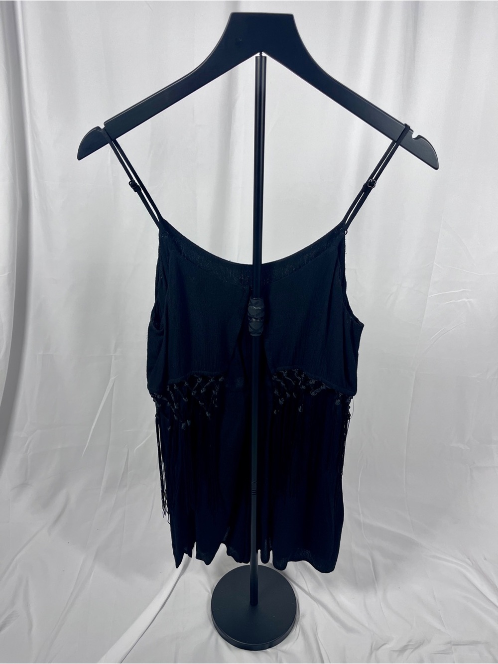 Henri Girl Black Fringe Romper Sz S Boho Festival Sleeveless Cami‎ Playsuit